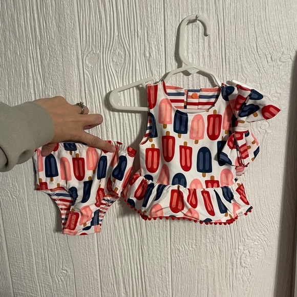 Mud Pie Other - NEW Mud Pie Baby 3-6 month. Red, Navy, Pink Polka Dot & Stripe Swimsuit